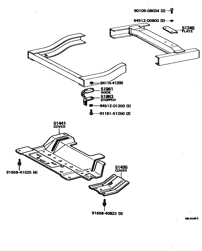 Toyota HILUX 悬架横梁和发动机底罩 EPC diagram — MBA558C