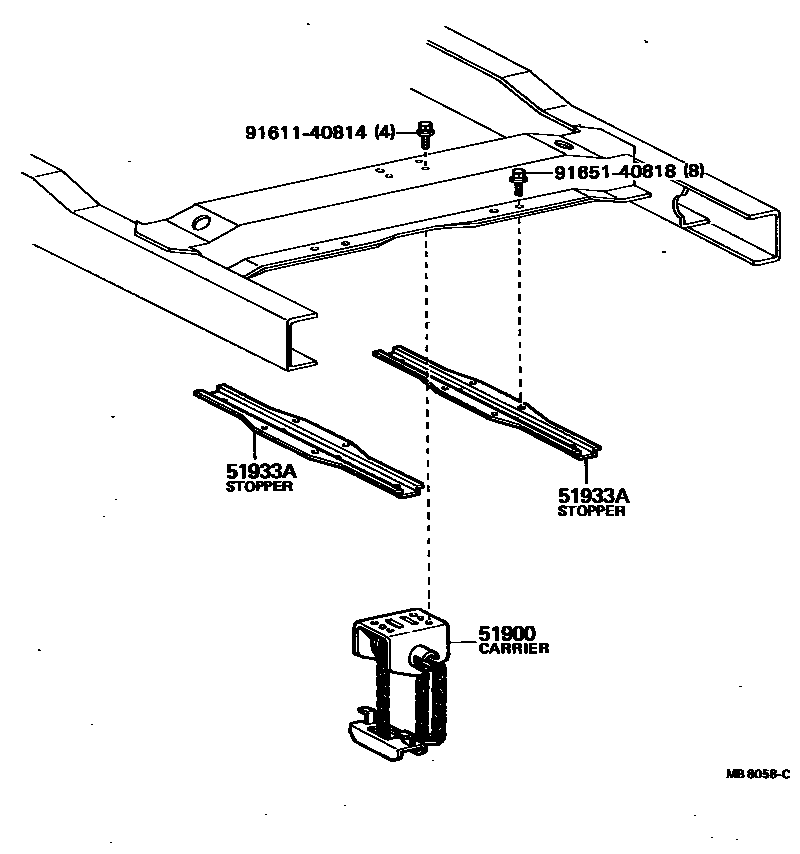 Toyota HILUX Spare tire rack EPC diagram — MB8058C