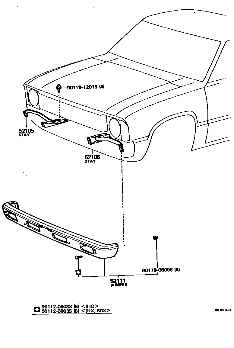 Toyota HILUX 前保险杠及附件 EPC diagram — MB8061G