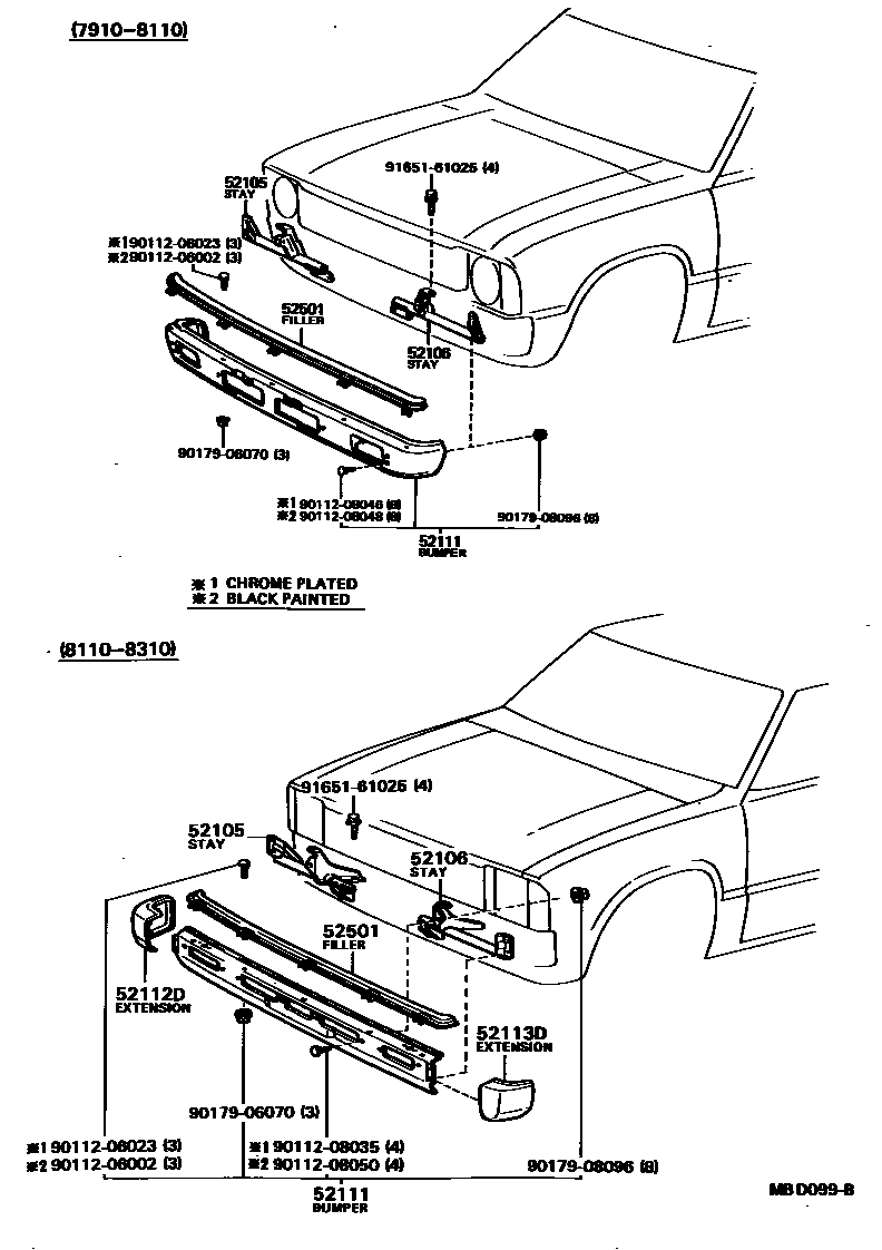 Toyota HILUX 前保险杠及附件 EPC diagram — MBD099B