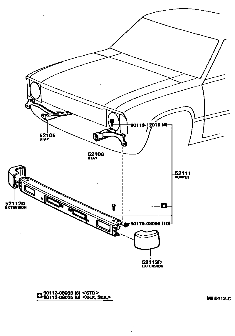 Toyota HILUX 前保险杠及附件 EPC diagram — MBD112C