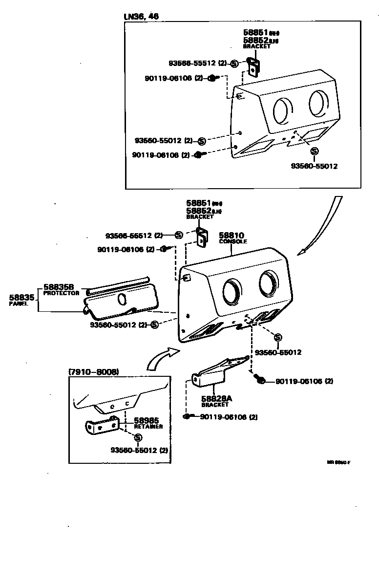 Toyota HILUX 中央扶手箱和支架 EPC diagram — MB8850F