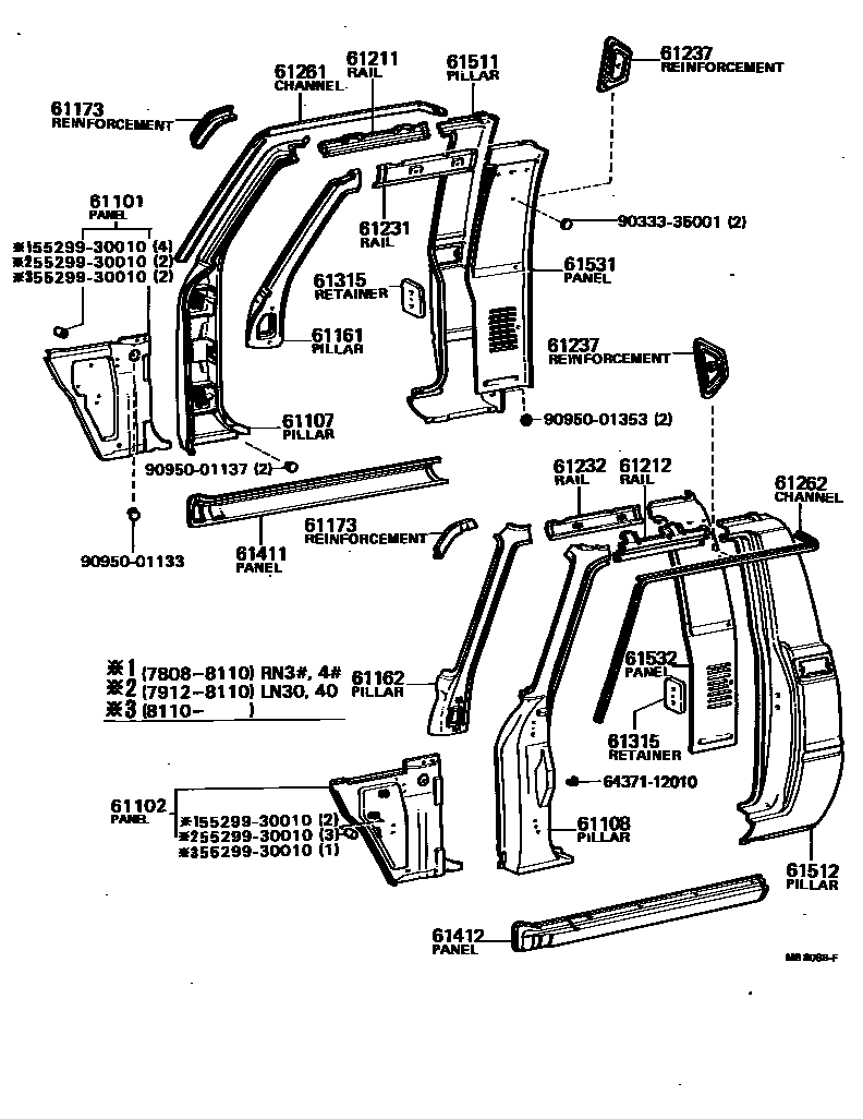 Toyota HILUX 侧梁 EPC diagram — MB8089F