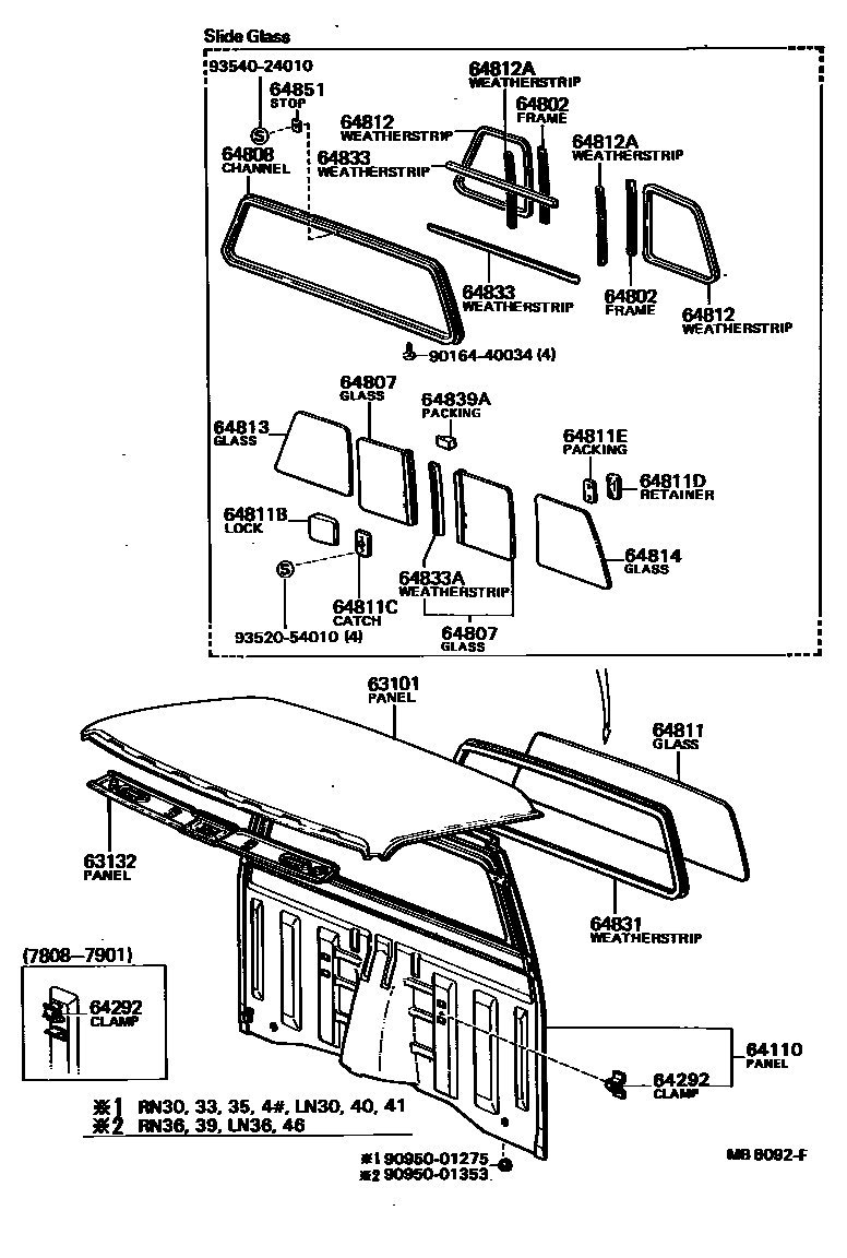 Toyota HILUX 天窗板和背板 EPC diagram — MB8092F