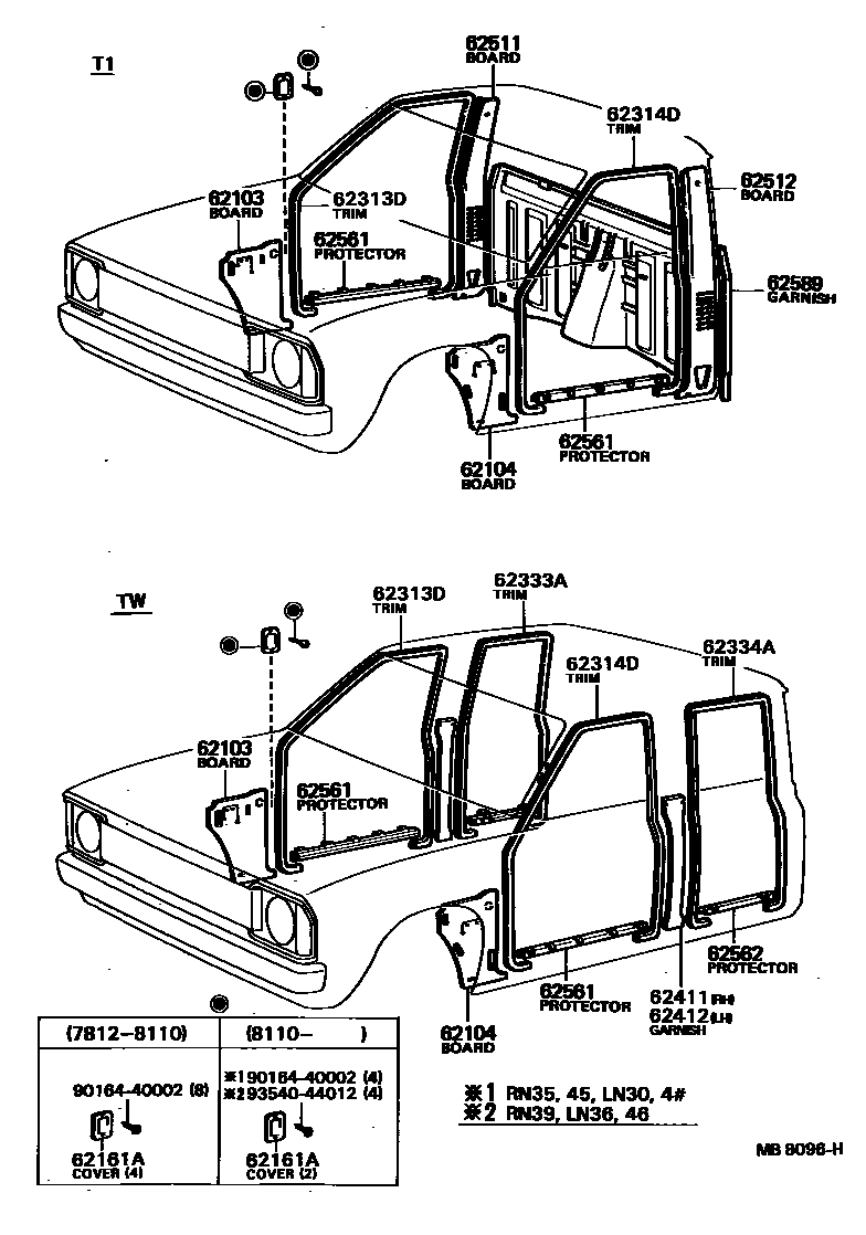 Toyota HILUX 车内装饰板 EPC diagram — MB8096H