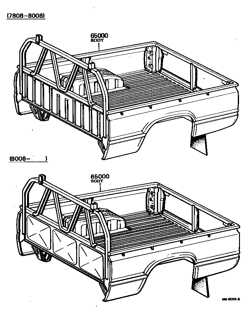 Toyota HILUX rear body assembly EPC diagram — MB8099B