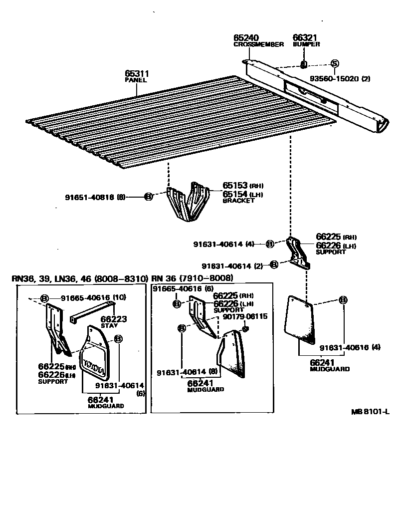 Toyota HILUX 后车身地板和翼子板 EPC diagram — MB8101L