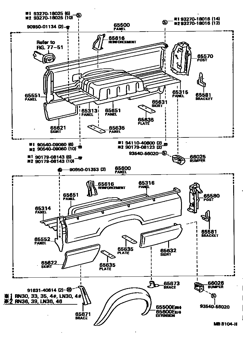 Toyota HILUX 后车身侧面板 EPC diagram — MB8104H