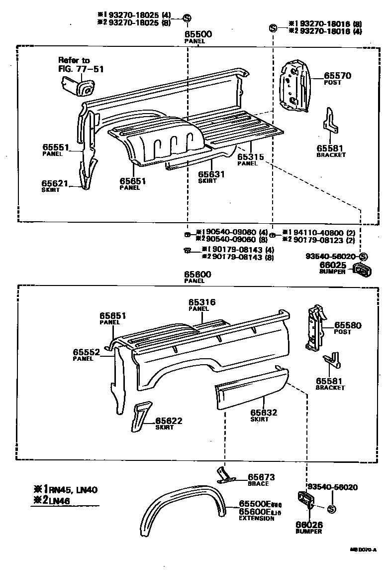 Toyota HILUX 后车身侧面板 EPC diagram — MBD070A