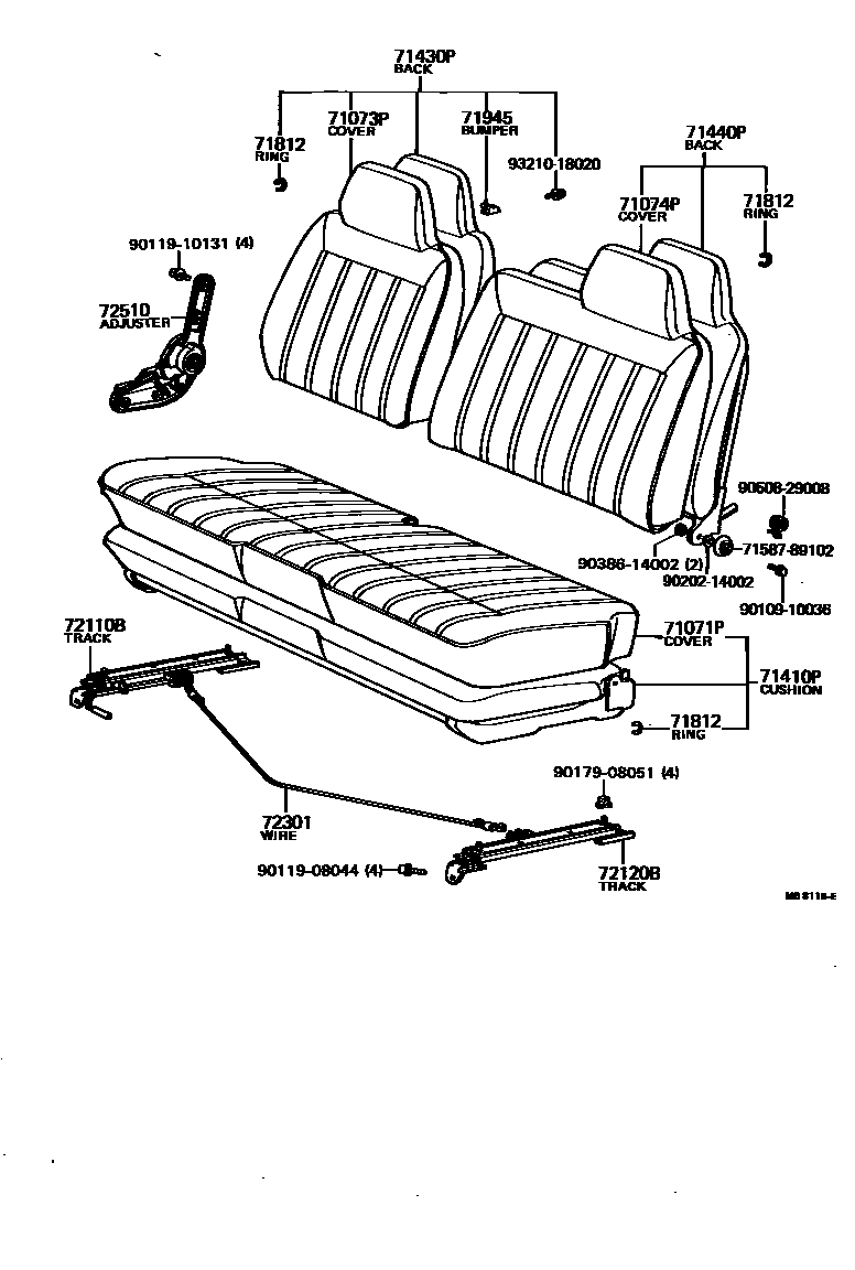 Toyota HILUX 座椅和座椅滑轨 EPC diagram — MB8116E