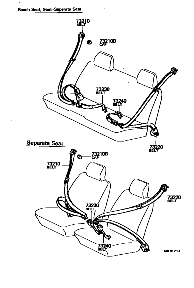 Toyota HILUX seat belt EPC diagram — MB8121E