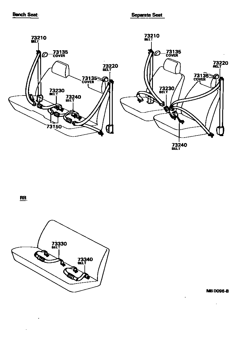 Toyota HILUX seat belt EPC diagram — MBD096B