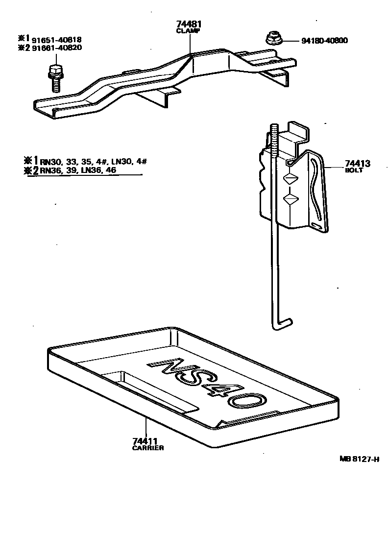 Toyota HILUX battery holder EPC diagram — MB8127H