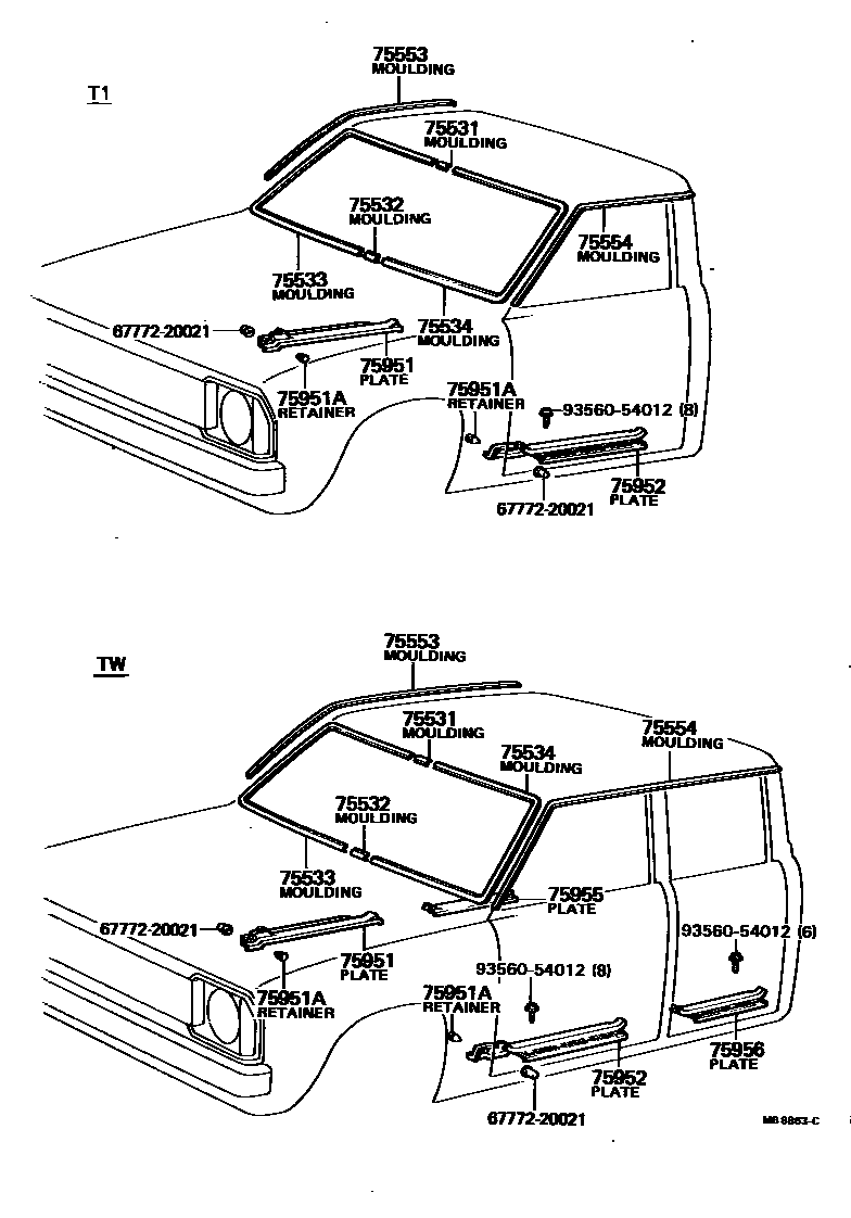 Toyota HILUX 防护条 EPC diagram — MB8863C