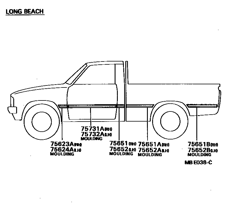 Toyota HILUX 防护条 EPC diagram — MBE038C