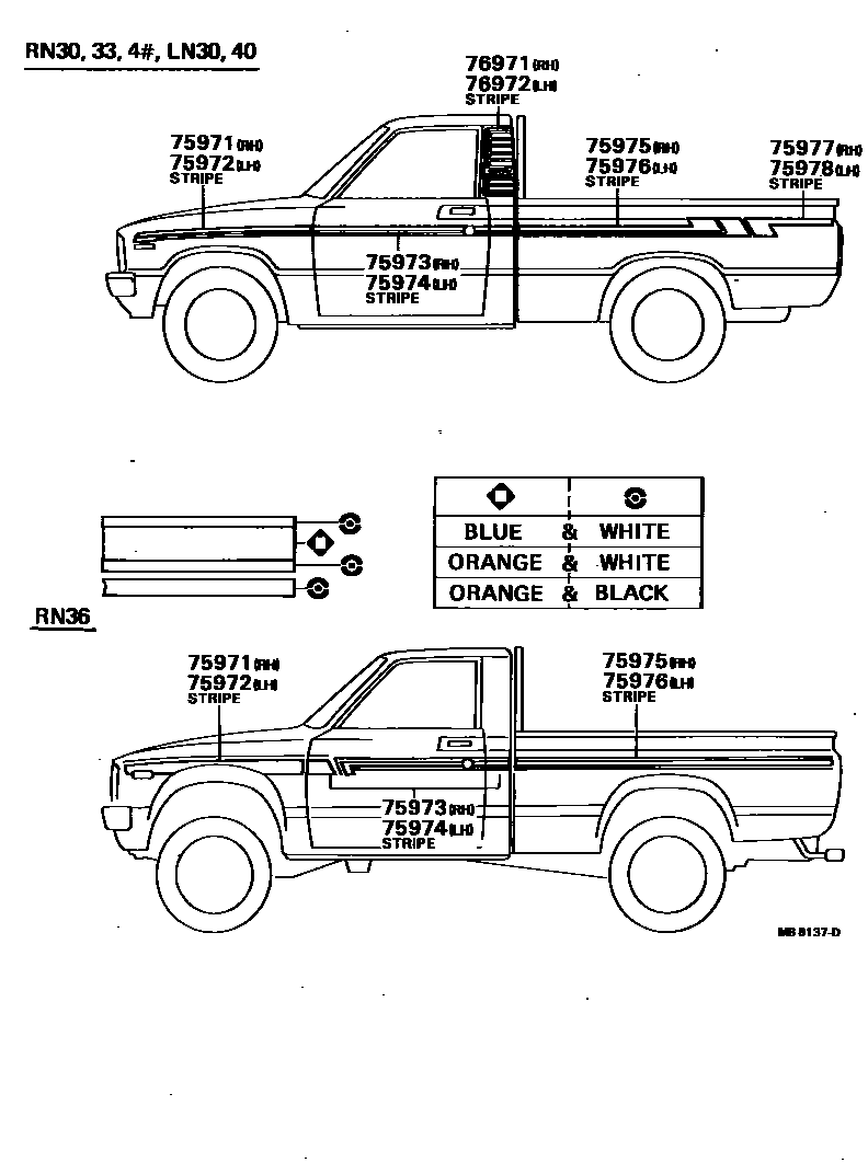 Toyota HILUX 车身镶条 EPC diagram — MB8137D
