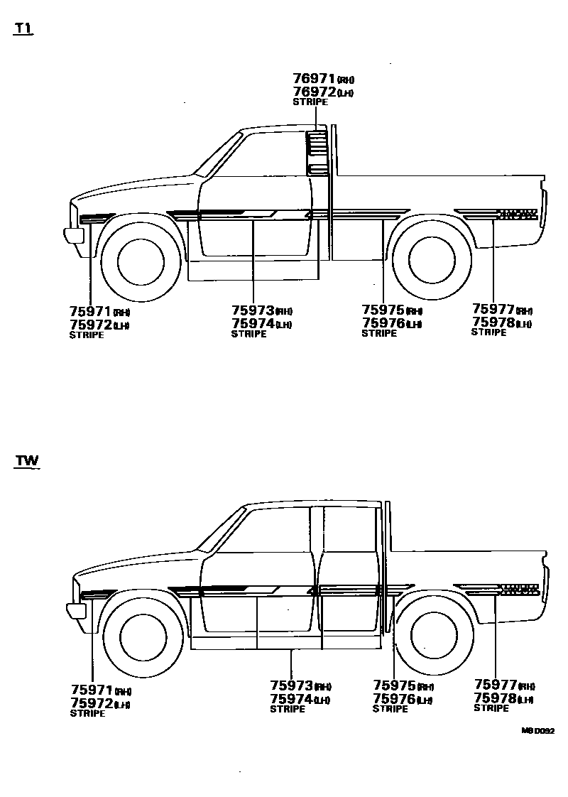 Toyota HILUX 车身镶条 EPC diagram — MBD092