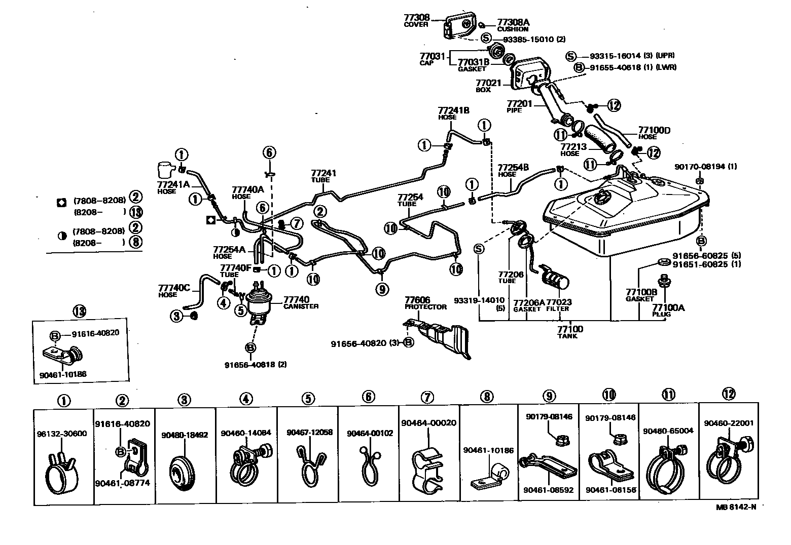 Toyota HILUX 燃油箱和燃油管 EPC diagram — MB8142N
