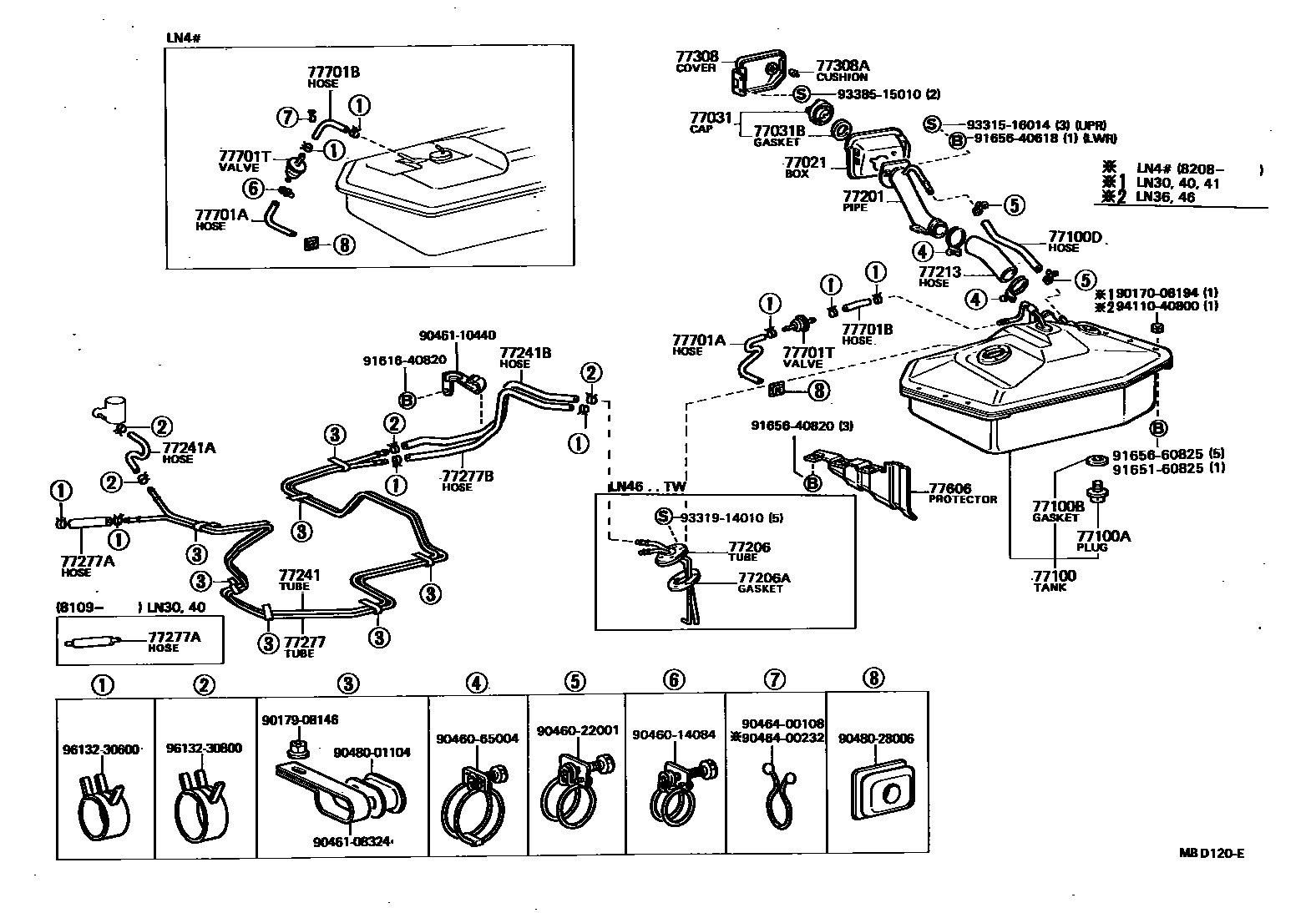 Toyota HILUX 燃油箱和燃油管 EPC diagram — MBD120E