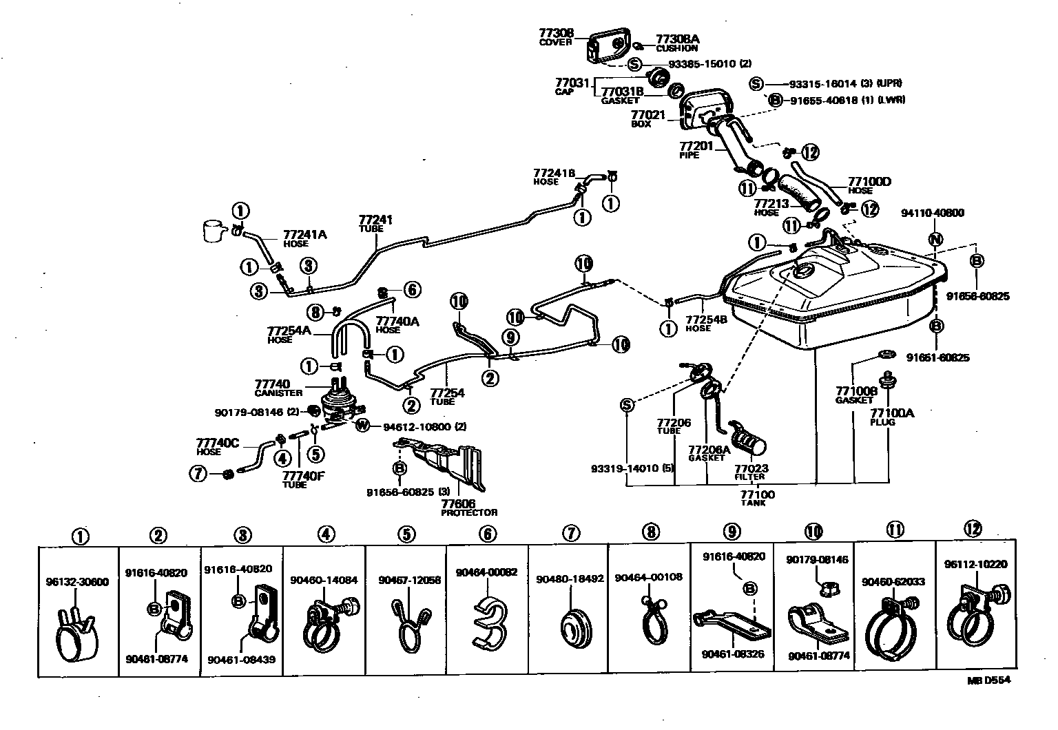 Toyota HILUX 燃油箱和燃油管 EPC diagram — MBD554