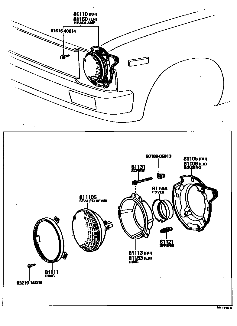 Toyota HILUX Headlamp EPC diagram — ME7246A