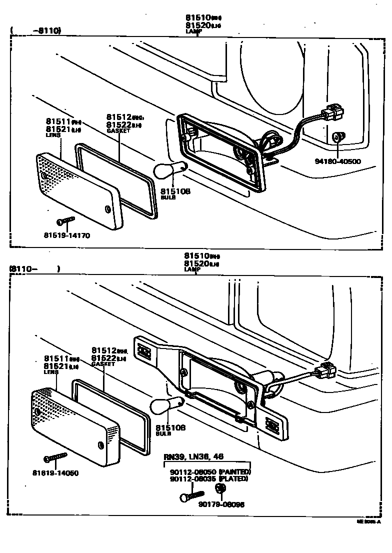 Toyota HILUX 前转向灯 EPC diagram — MEB065A