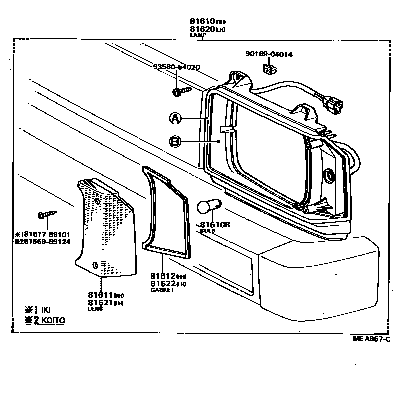 Toyota HILUX 前示宽灯 EPC diagram — MEA857C