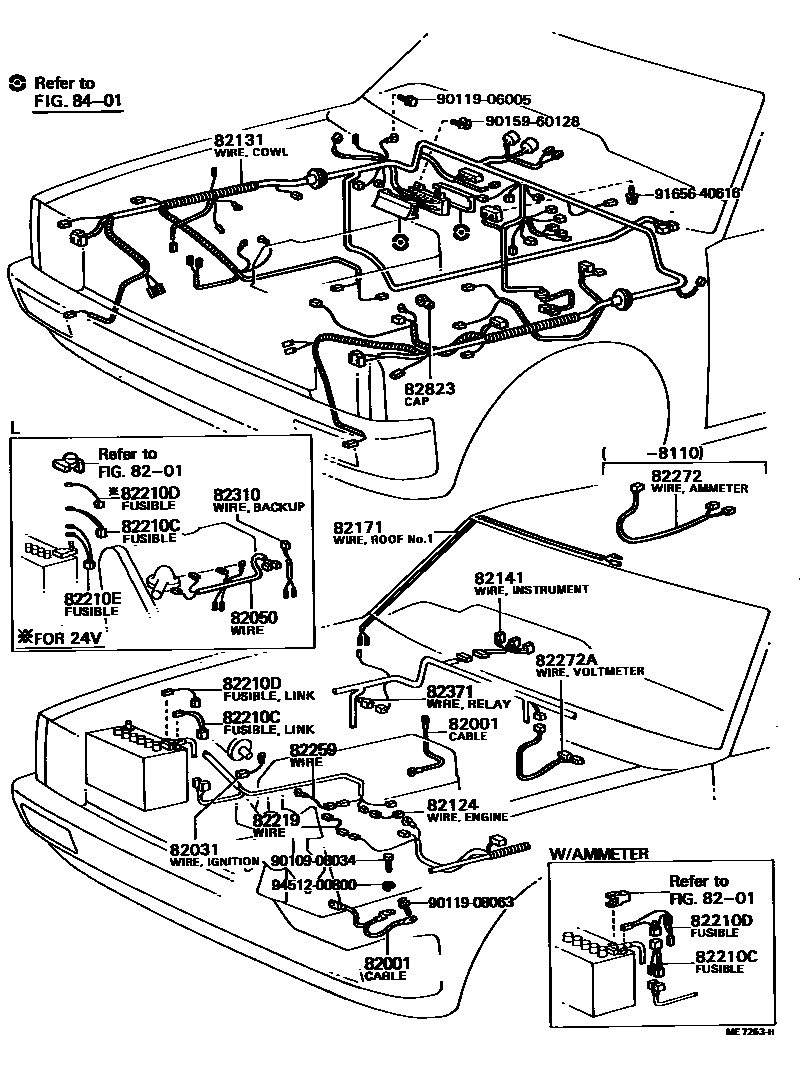 Toyota HILUX 线束和卡夹 EPC diagram — ME7253H