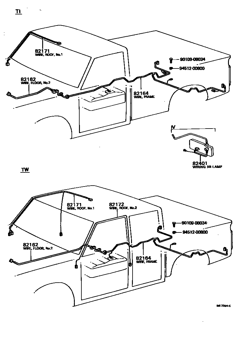 Toyota HILUX 线束和卡夹 EPC diagram — ME7254C