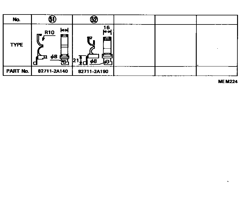 Toyota HILUX 线束和卡夹 EPC diagram — MEM224