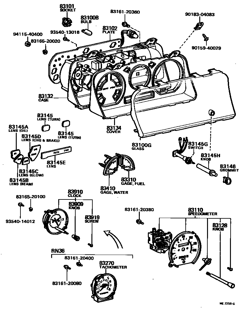 Toyota HILUX 仪表 EPC diagram — ME7256G