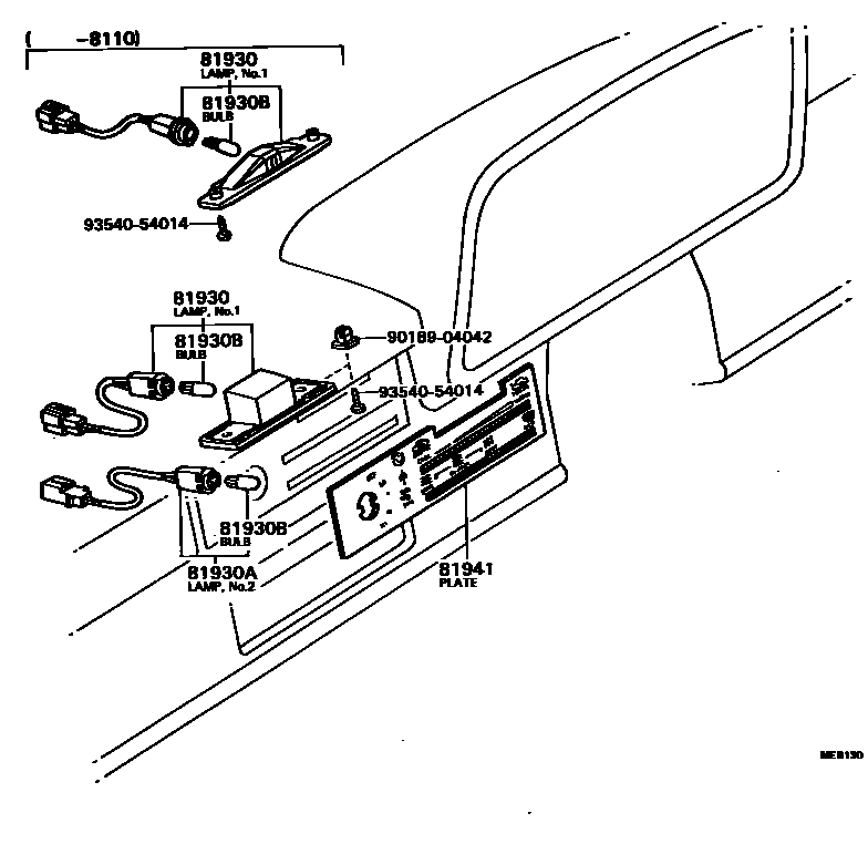 Toyota HILUX indicator light EPC diagram — MEB130