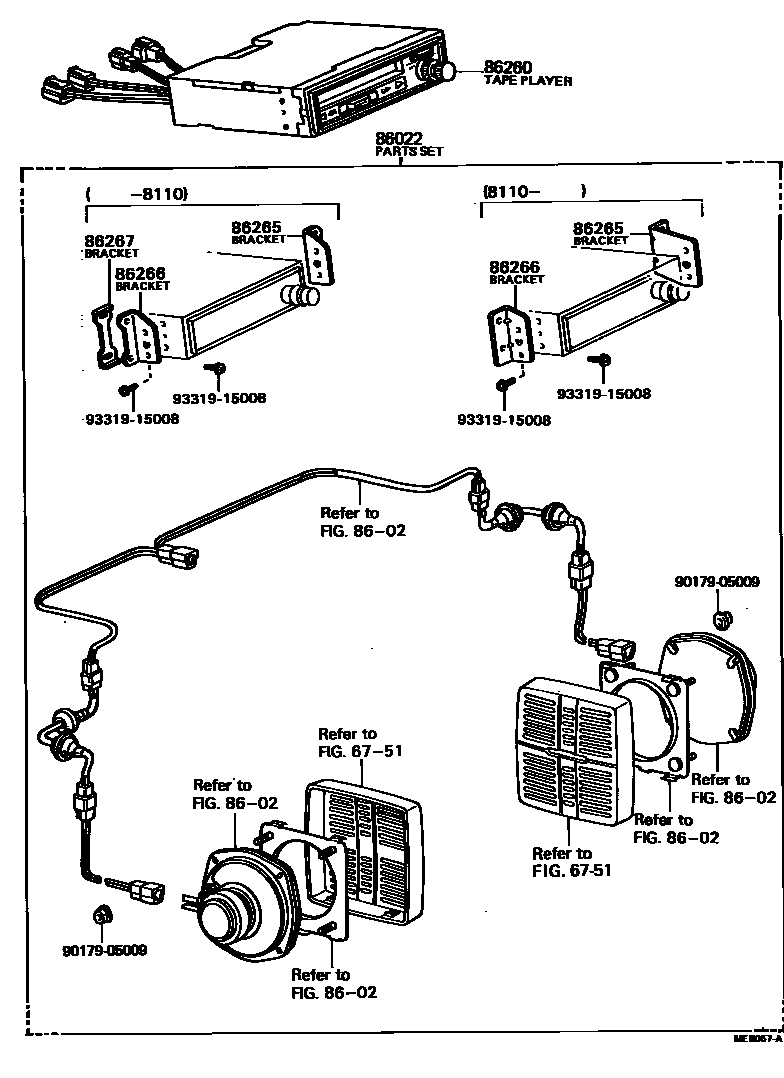 Toyota HILUX 收音机、放大器和冷凝器 EPC diagram — MEB057A