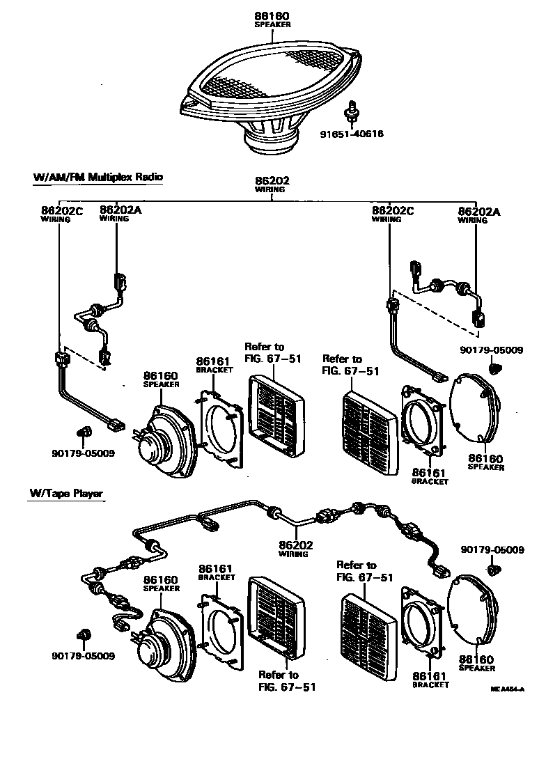 Toyota HILUX 扬声器 EPC diagram — MEA454A