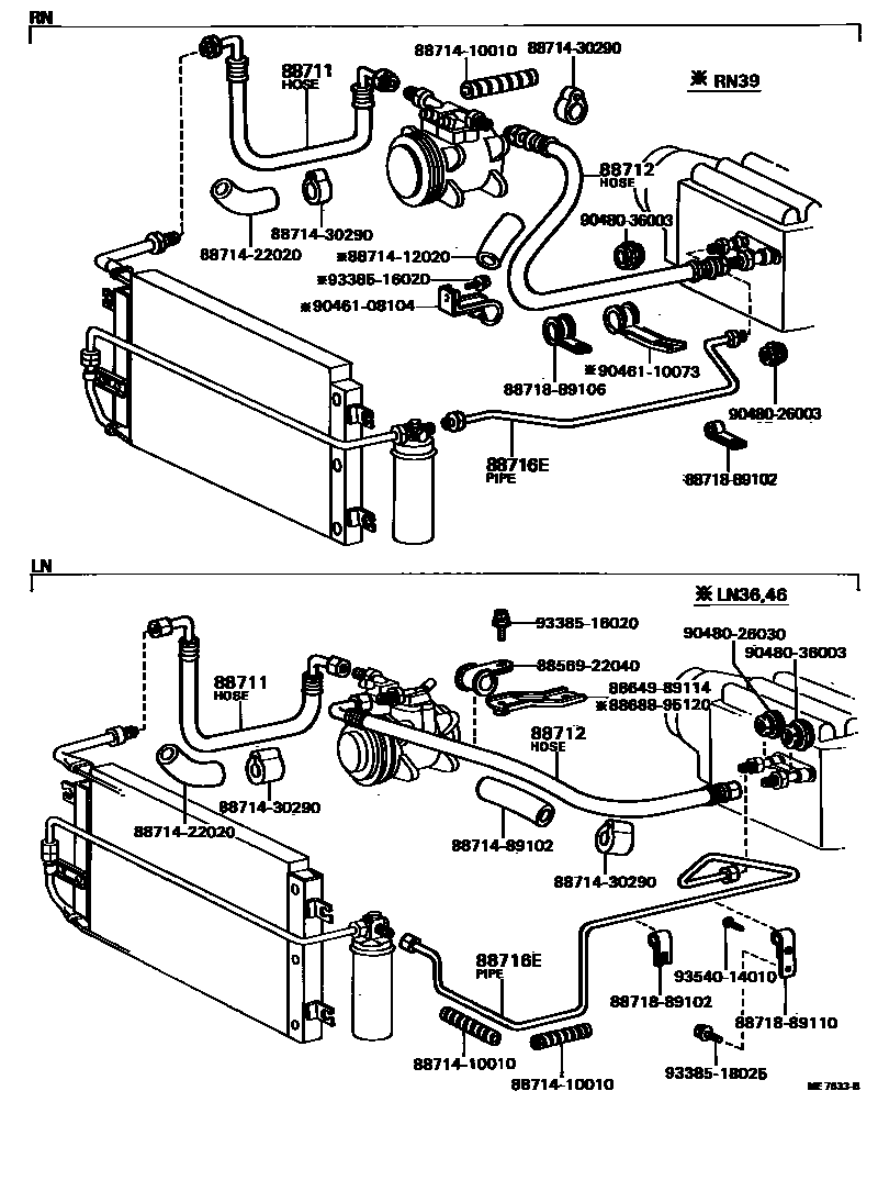 Toyota HILUX Heating & Air Conditioning - Cooler Piping EPC diagram — ME7633B