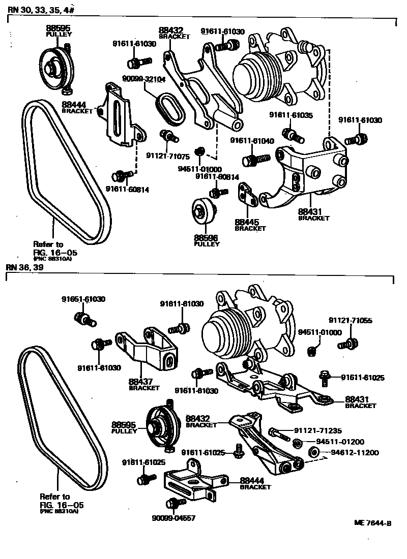 Toyota HILUX Heating & Air Conditioning - Compressor EPC diagram — ME7644B