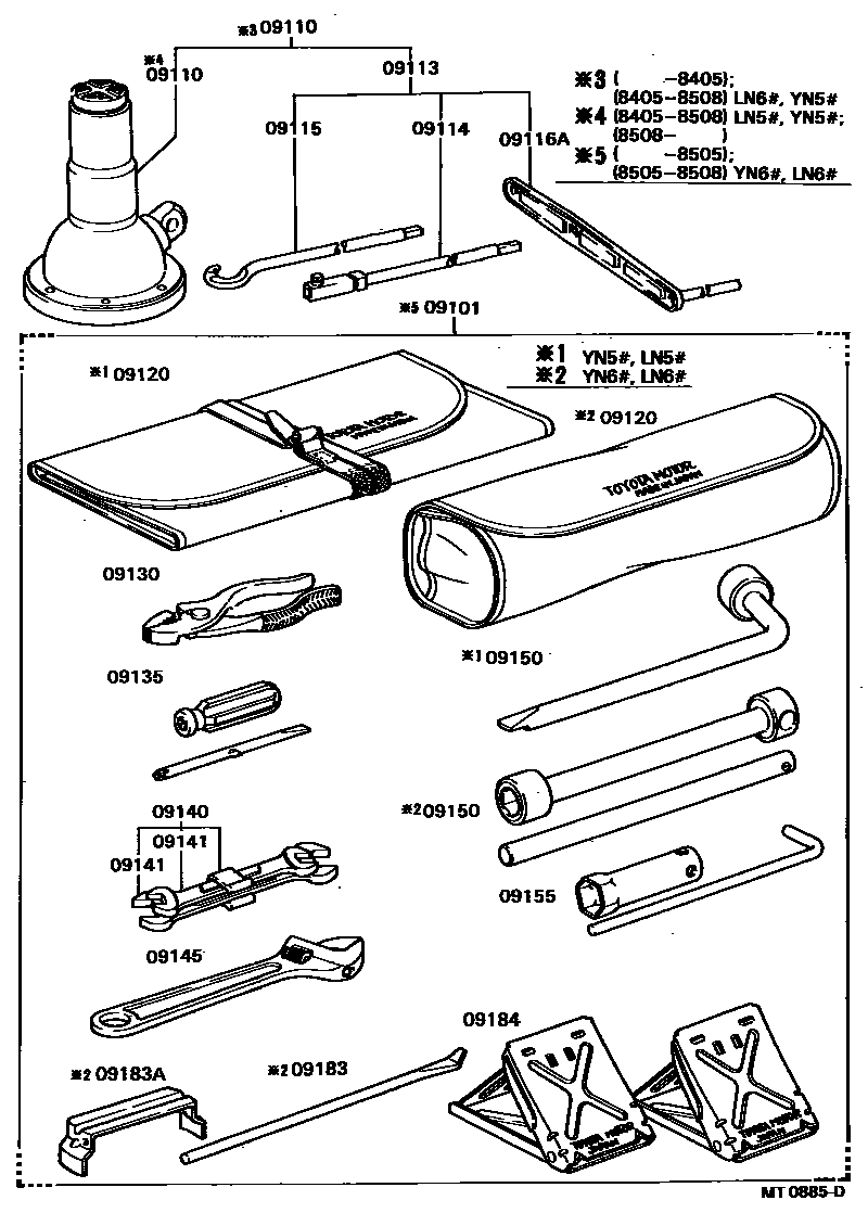 Toyota HILUX Standard Tools EPC diagram — MT0885D