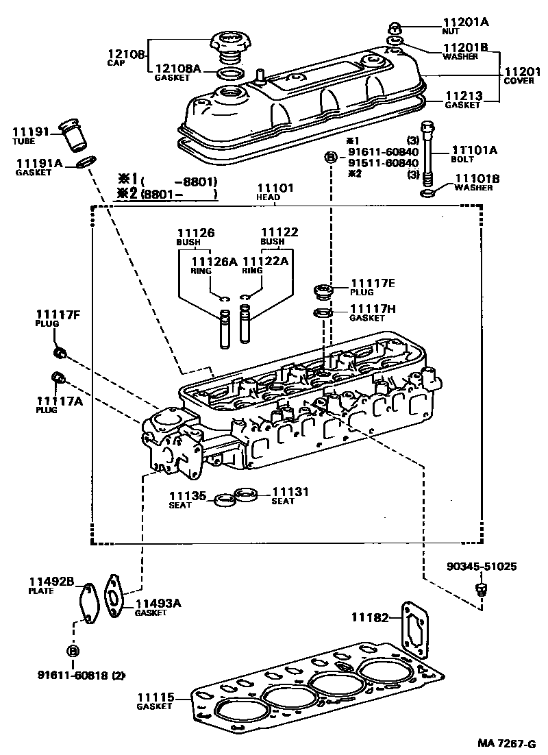 Toyota HILUX Cylinder Head EPC diagram — MA7267G