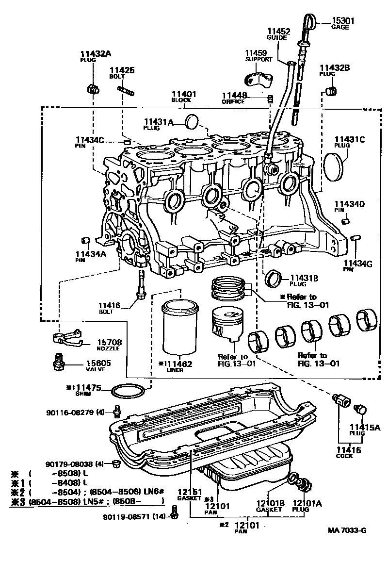 Toyota HILUX Cylinder Block EPC diagram — MA7033G