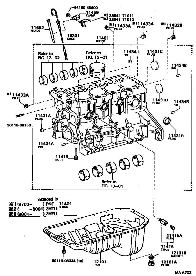 Toyota HILUX Cylinder Block EPC diagram — MAA703