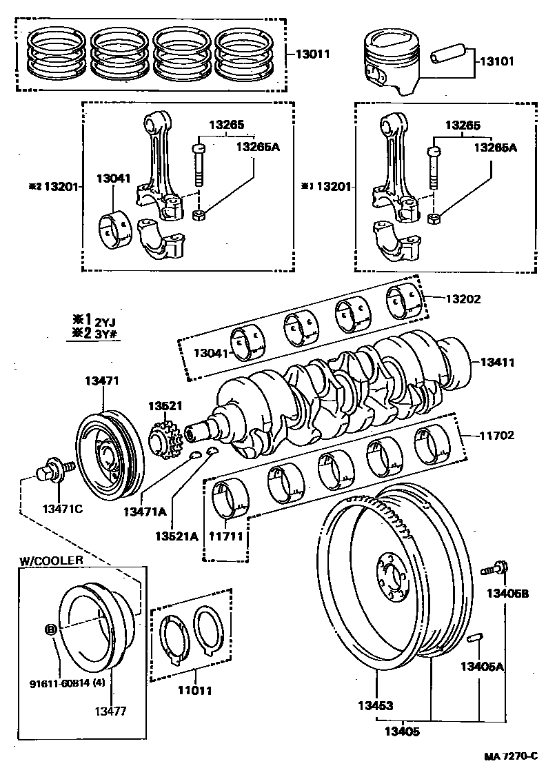 Toyota HILUX Crankshaft & Piston EPC diagram — MA7270C