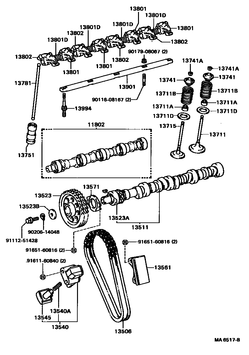 Toyota HILUX Camshaft & Valve EPC diagram — MA6517B