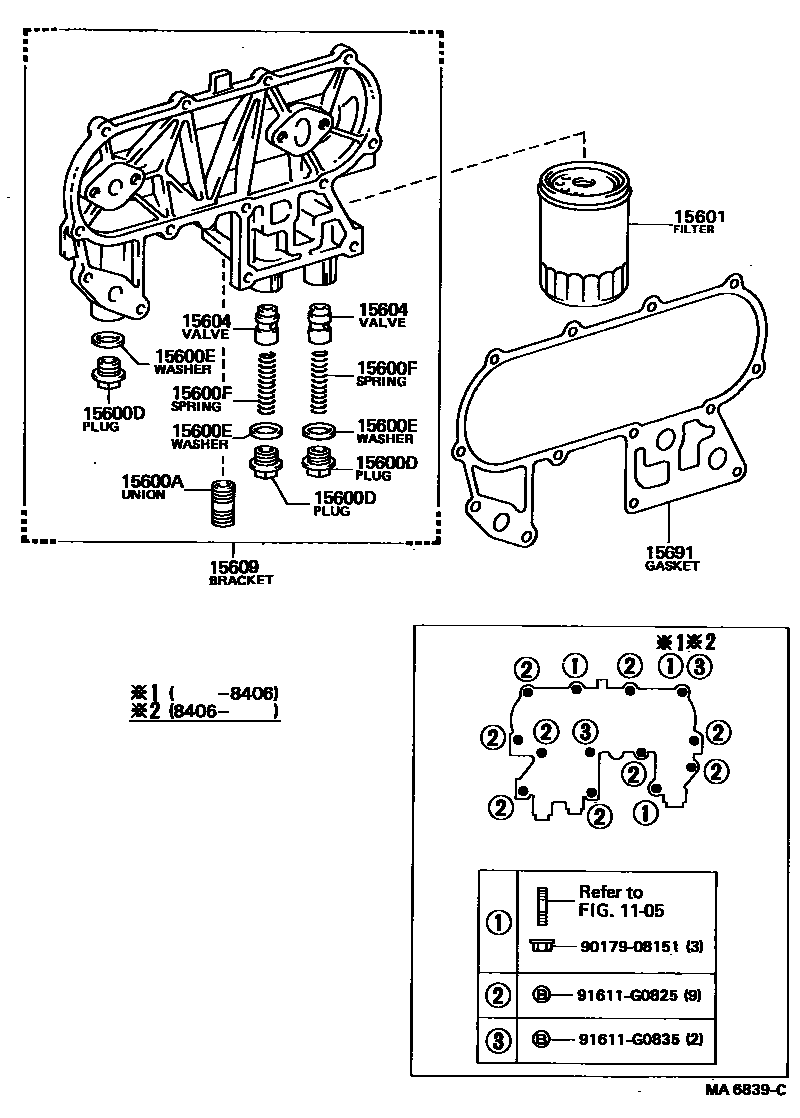 Toyota HILUX Oil Filter EPC diagram — MA6839C