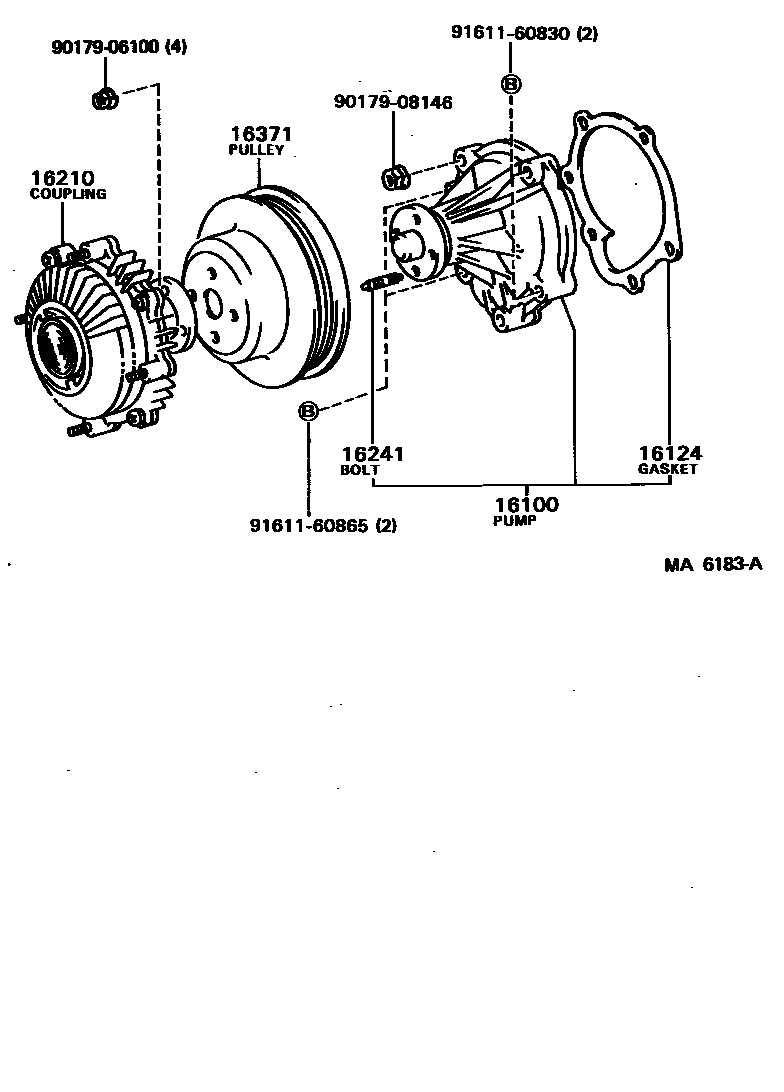 Toyota HILUX Water Pump EPC diagram — MA6183A