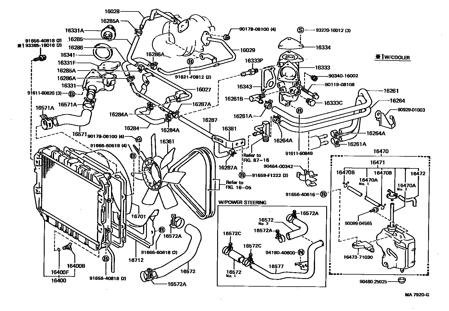 Toyota HILUX RADIATOR & WATER OUTLET EPC diagram — MA7920G