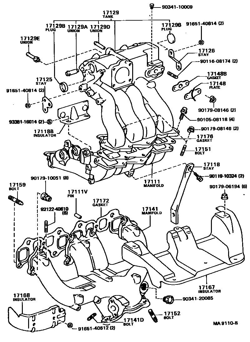 Toyota HILUX Manifold EPC diagram — MA9110B
