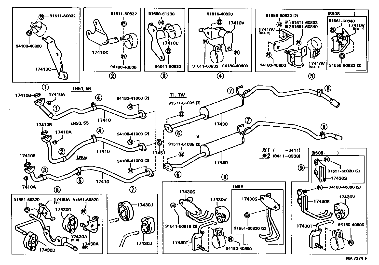 Toyota HILUX Exhaust Pipe EPC diagram — MA7274F