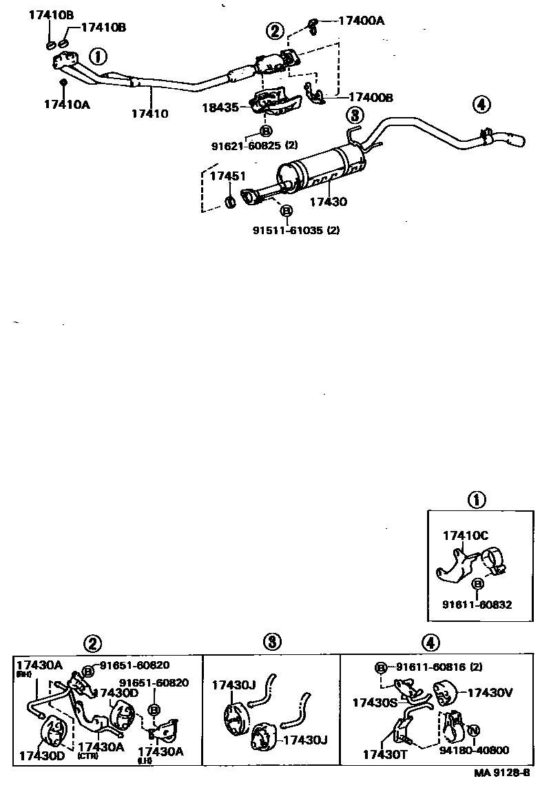 Toyota HILUX Exhaust Pipe EPC diagram — MA9128B