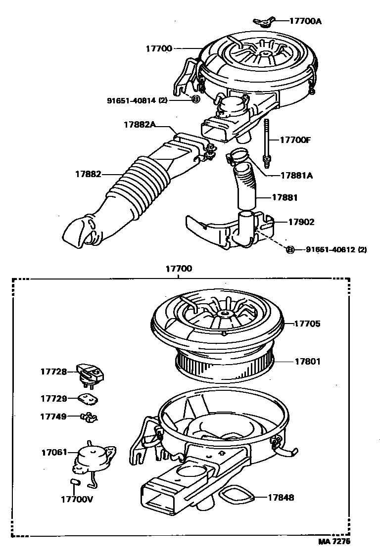 Toyota HILUX Air Cleaner EPC diagram — MA7275