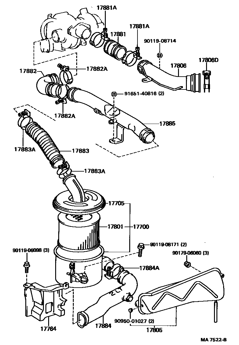 Toyota HILUX Air Cleaner EPC diagram — MA7522B